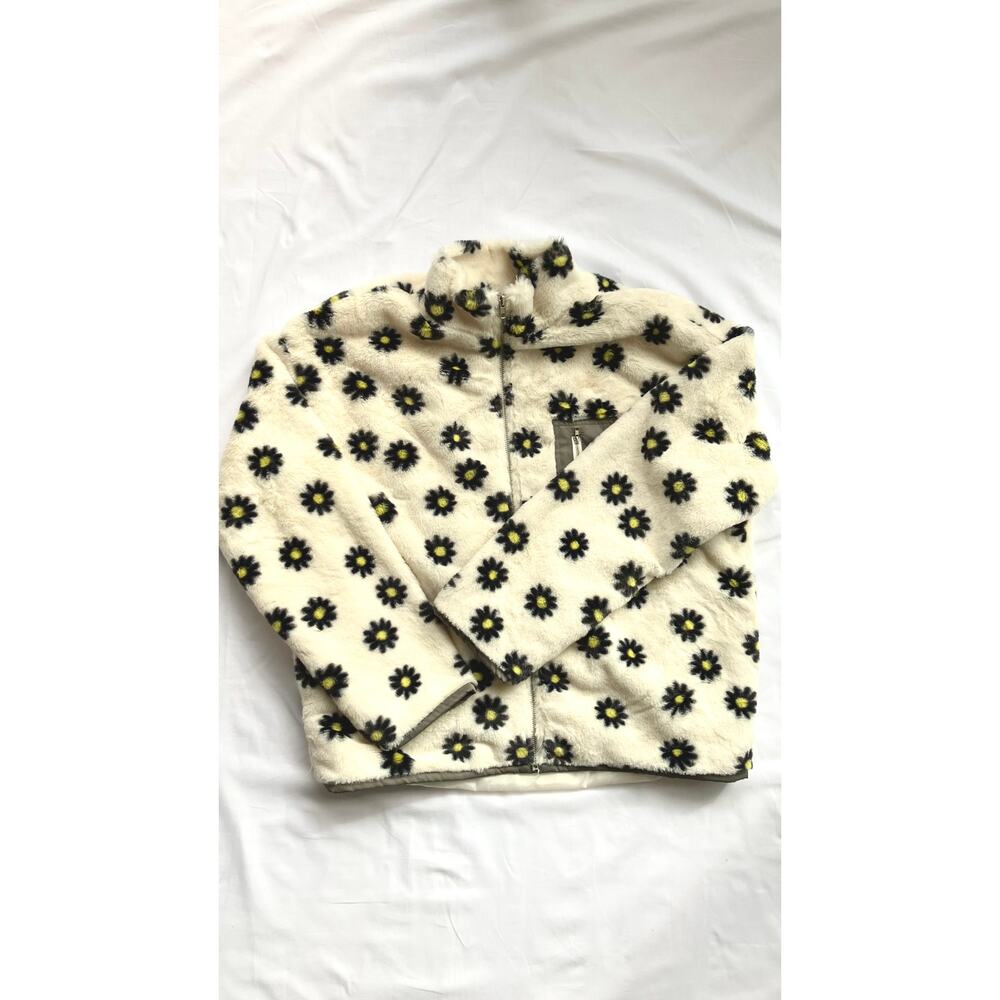 Bailey Rose Daisy Fleece Zip Up Jacket (style BRJ0998)- Cream/Black | Size M